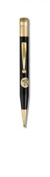 Three mechanical pencils: black celluloid ""golf"" ring top with two gold-filled bands at top * black celluloid with gold-filled crown